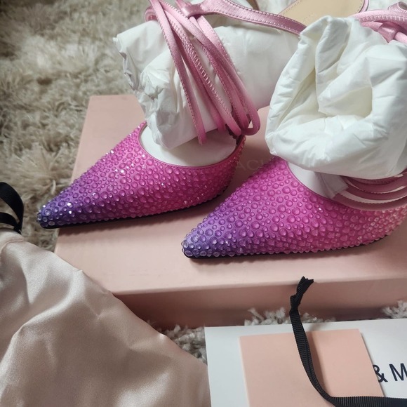 NIB Mach & Mach Crystalized Satin High Heel Pumps in Galactic Pink Size 37 - Picture 5 of 7